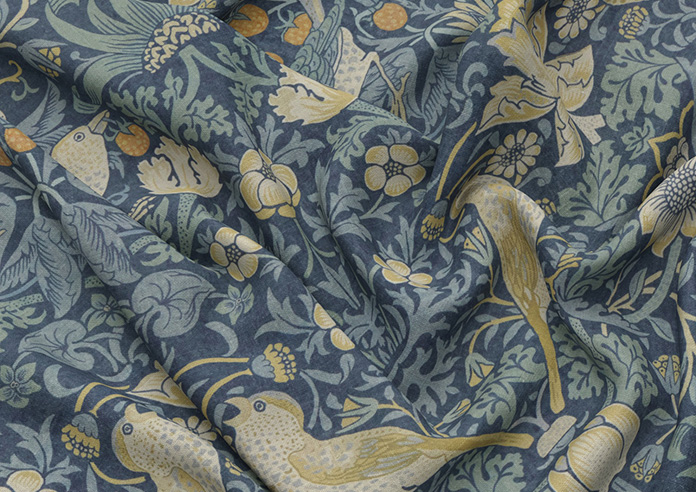 William Morris At Home Strawberry Thief, Woad - Twist&Fit Roman Blind - Image 4